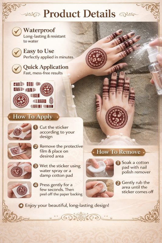 Water Proof Henna Tattoos/ Mehndi Stickers